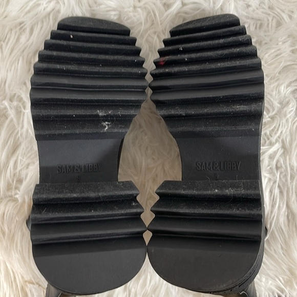 Sam & Libby Lennon Chls Chelsea Moto Chunky Sole Boots SZ 9 Black Ankle Booties - Picture 10 of 16